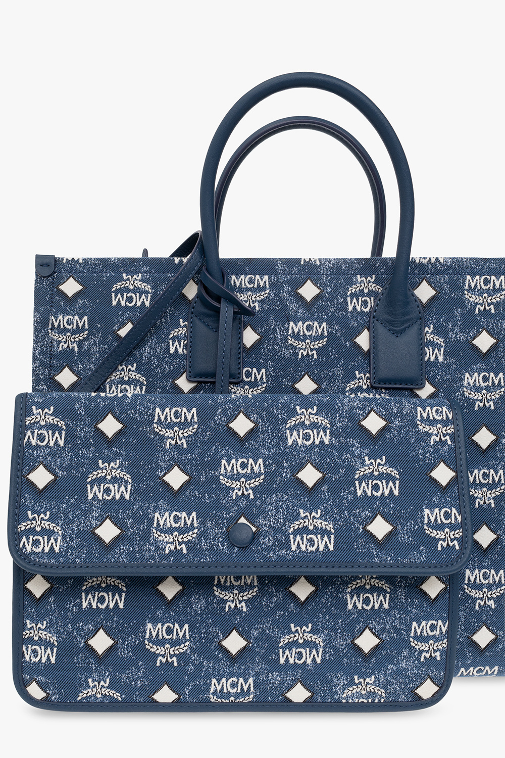 Blue mcm outlet tote